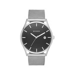 Skagen herenhorloge van staal met milanese band en datum - afbeelding 1