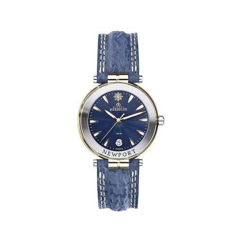 Montre Herbelin Newport homme acier bracelet cuir bleu