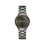 Montre RADO True Thinline femme acier PVD noir et rose bracelet céramique - vue 1