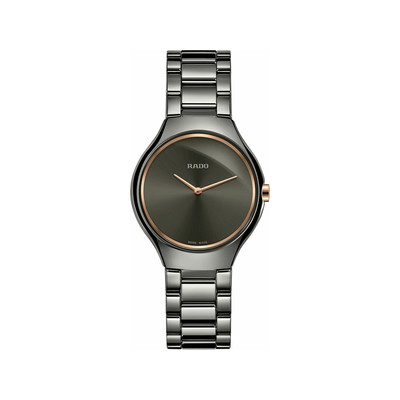 Montre RADO True Thinline femme acier PVD noir et rose bracelet céramique