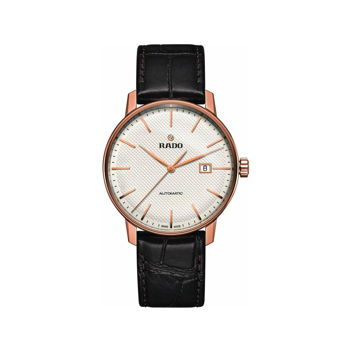 Montre RADO Coupole Classic homme automatique acier PVD rose bracelet cuir marron