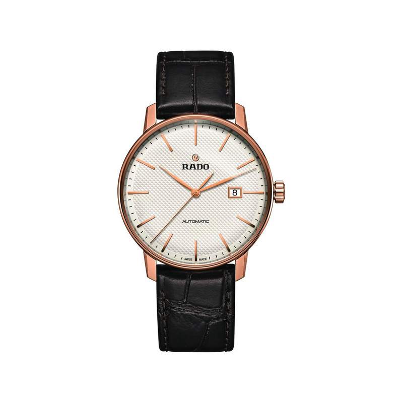 Montre RADO Coupole Classic homme automatique acier PVD rose bracelet cuir marron - vue 1
