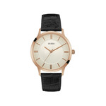 Montre Guess homme acier doré rose bracelet cuir - vue 1