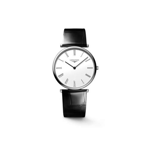 Montre Longines mixte acier cuir noir