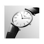 Montre Longines mixte acier cuir noir - vue 2
