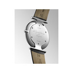 Montre Longines mixte acier cuir noir - vue 3