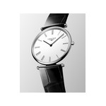 Montre Longines mixte acier cuir noir - vue D4