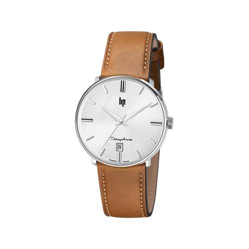 LIP Dauphine Men's Watch, Steel Case with Brown Leather Strap
