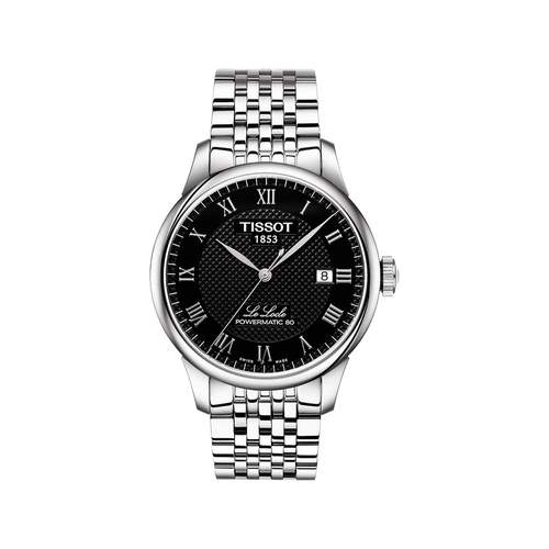 TISSOT LE LOCLE POWERMATIC 80 herenhorloge zwarte wijzerplaat roestvrijstalen armband