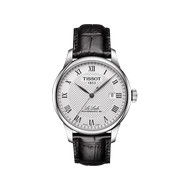 Montre TISSOT LE LOCLE POWERMATIC 80 homme cadran noir bracelet cuir noir
