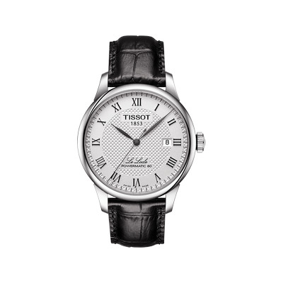 Montre TISSOT LE LOCLE POWERMATIC 80 homme automatique cadran gris bracelet cuir noir