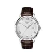 Montre TISSOT TRADITION homme cadran gris bracelet cuir marron