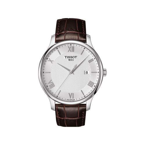 Montre TISSOT TRADITION homme cadran gris bracelet cuir marron