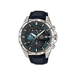Montre Casio homme acier cuir bleu - vue 1