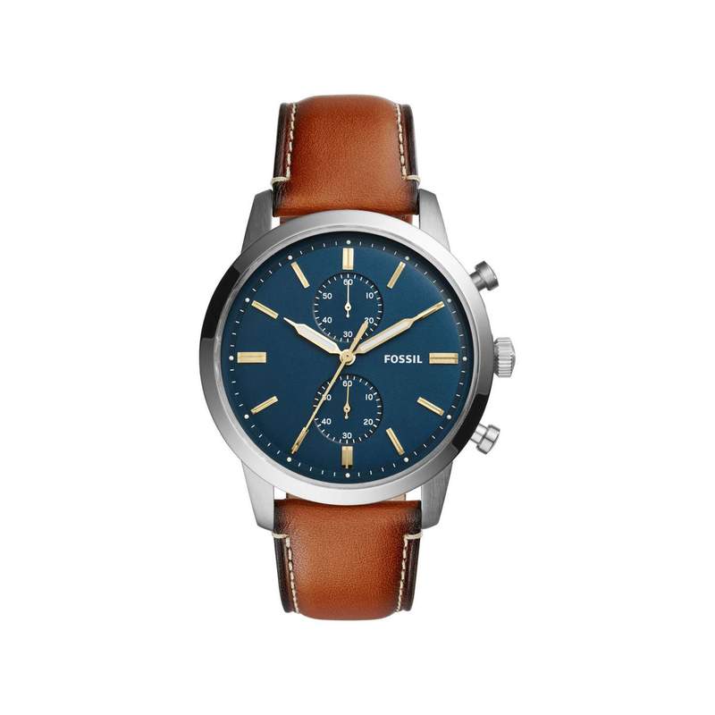 Montre Fossil homme chronographe acier cuir brun - vue 1