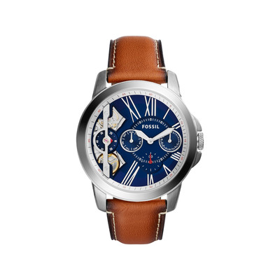 Montre Fossil homme acier cuir marron - vue V1