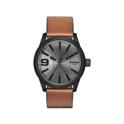 Montre Diesel homme acier noir cuir marron