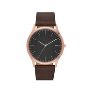 Montre Skagen homme acier rose cuir marron