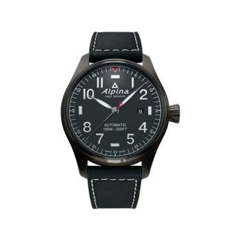 Montre Alpina homme automatique acier cuir noir