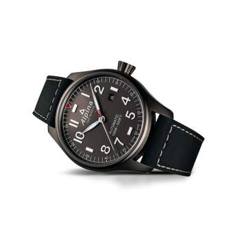 Montre Alpina homme automatique acier cuir noir