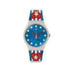 Montre Swatch mixte plastique silicone bleu rouge - vue 1