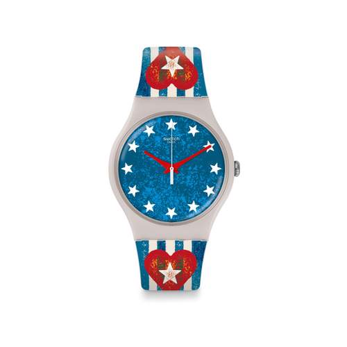 Swatch horloge voor dames en heren, kunststof en siliconen, blauw en rood