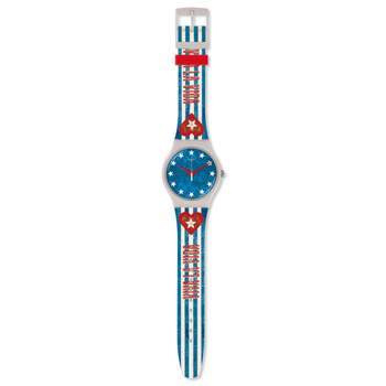 Swatch horloge voor dames en heren, kunststof en siliconen, blauw en rood