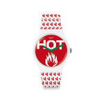 Montre Swatch mixte plastique silicone rouge blanc - vue 1