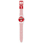 Montre Swatch mixte plastique silicone rouge blanc - vue D1
