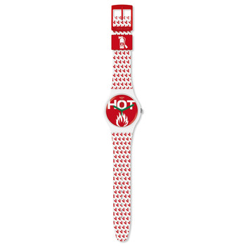 Montre Swatch mixte plastique silicone rouge blanc