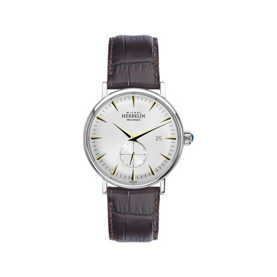 Montre Herbelin homme Inspiration 1947 homme acier bracelet cuir marron