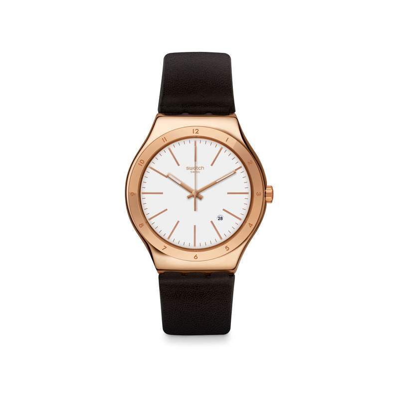Montre Swatch homme acier cuir - vue 1