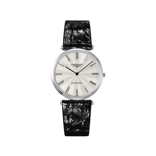 Longines-herenhorloge van staal met zwart leer