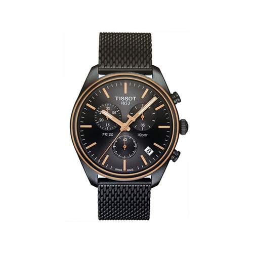TISSOT T-CLASSIC PR100 men's watch black dial black PVD bracelet