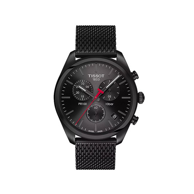 Montre TISSOT T-CLASSIC PR100 homme cadran noir bracelet PVD noir