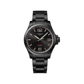 Zwart stalen Longines herenhorloge