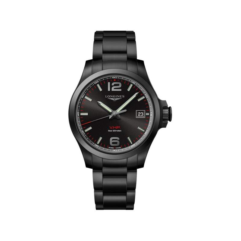 Montre Longines homme acier noir - vue 1