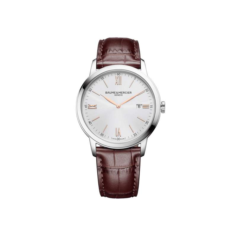 Montre Baume et Mercier homme acier cuir marron - vue 1