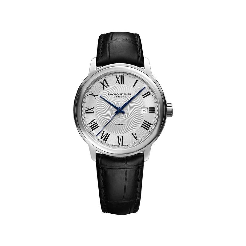 Montre Raymond Weil Maestro homme acier cuir noir - vue 1
