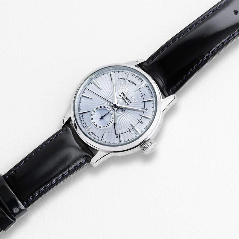 Montre Seiko homme automatique acier cuir noir - vue D1