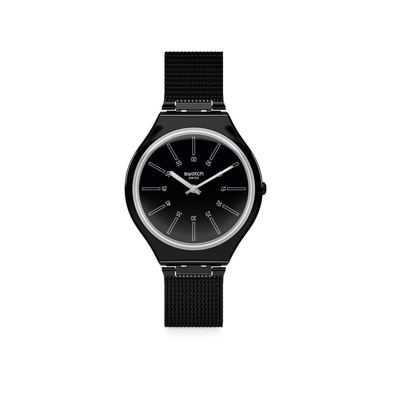Montre Swatch homme plastique acier noir - vue 1