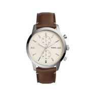 Montre Fossil homme chronographe acier cuir marron