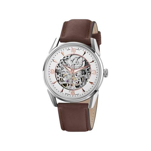 Montre Lip mixte squelette automatique acier cuir