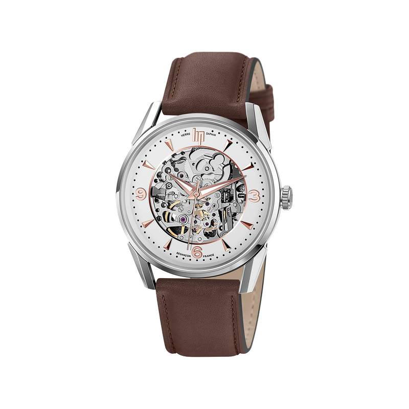 Montre Lip mixte squelette automatique acier cuir - vue 1