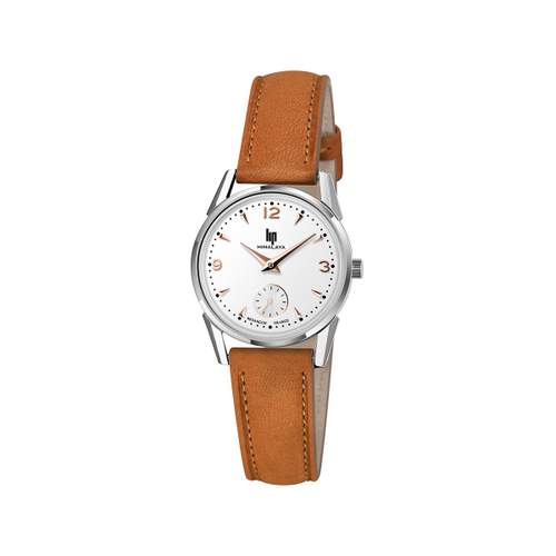 Lip mixed steel and leather watch
