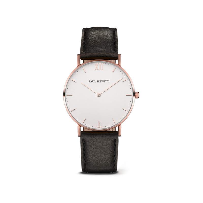 Montre Paul Hewitt mixte acier doré rose cuir noir - vue 1