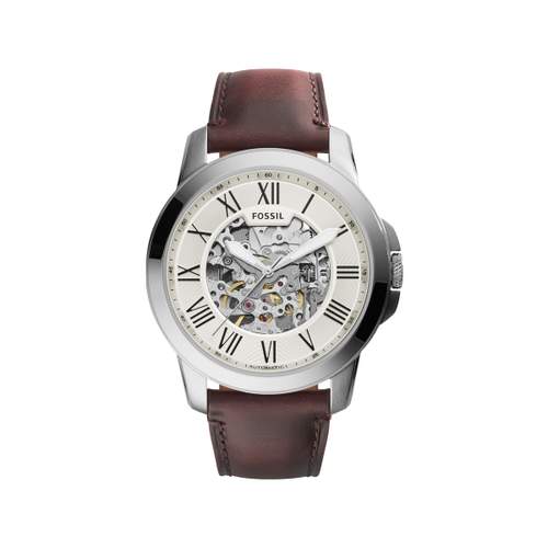 Fossil herenhorloge van staalbruin leer