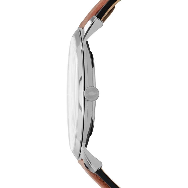 Montre Fossil Minimalist homme acier bracelet cuir marron cuir marron - vue 3
