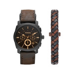 Coffret Montre Fossil homme acier cuir - vue 1
