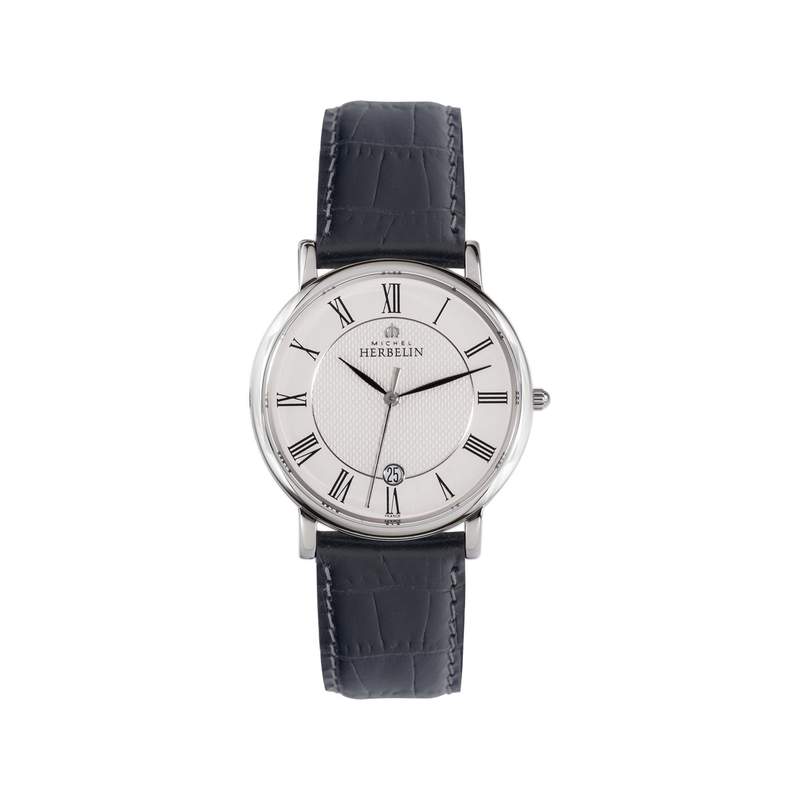 Montre Herbelin Classique homme acier bracelet cuir noir - vue 1
